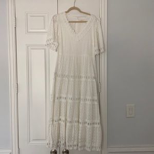 White eyelet midi dress